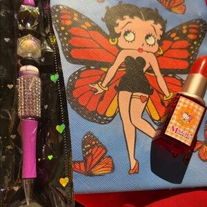 Betty Boop Butterfly Cosmetic Bag - Blue and Red